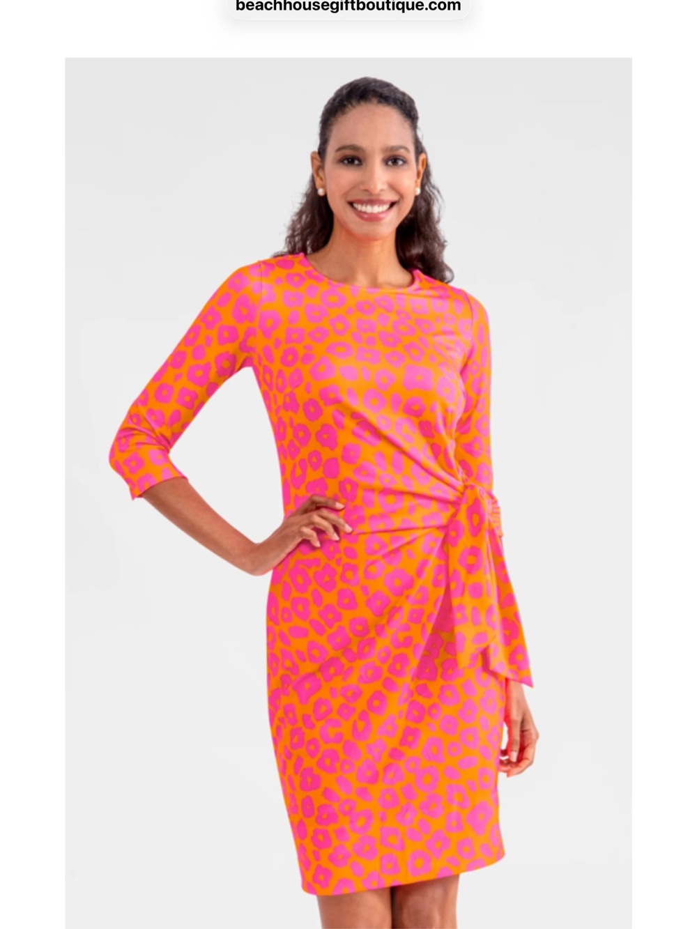 Gretchen Scott Knot-Waist sheath Dress in Pink & Orange Leopard print NWT XXL